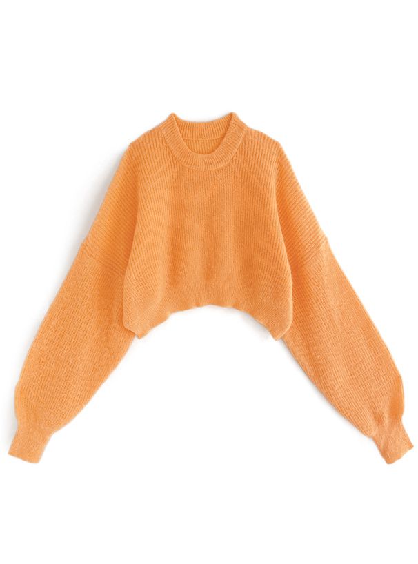 日本 GRL - 聯名款 圓領短版寬鬆針織上衣-米杏 (F)