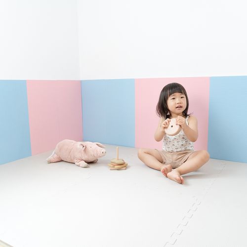 EVA無毒防撞壁貼-粉藍 (28cm*56cm*2cm)-一包6片裝