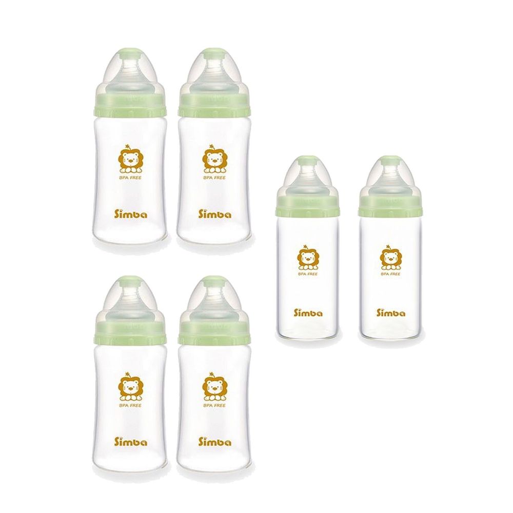 Simba 小獅王辛巴 - 超輕鑽寬口玻璃奶瓶6入組-內含240ml*4、180ml*2