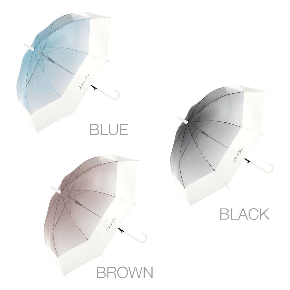 日本中谷 - [日雜推薦] 空氣感漸層透明傘/雨傘-簡約黑 (傘骨60cm)