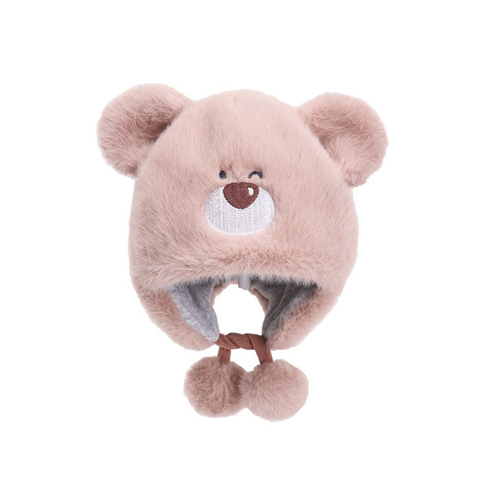 毛毛小熊球球帽-粉紅 (50CM（30M以下）)