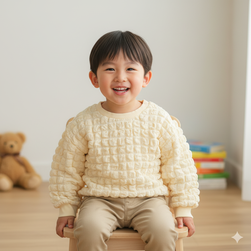 T恤-紋理感布料-奶油色