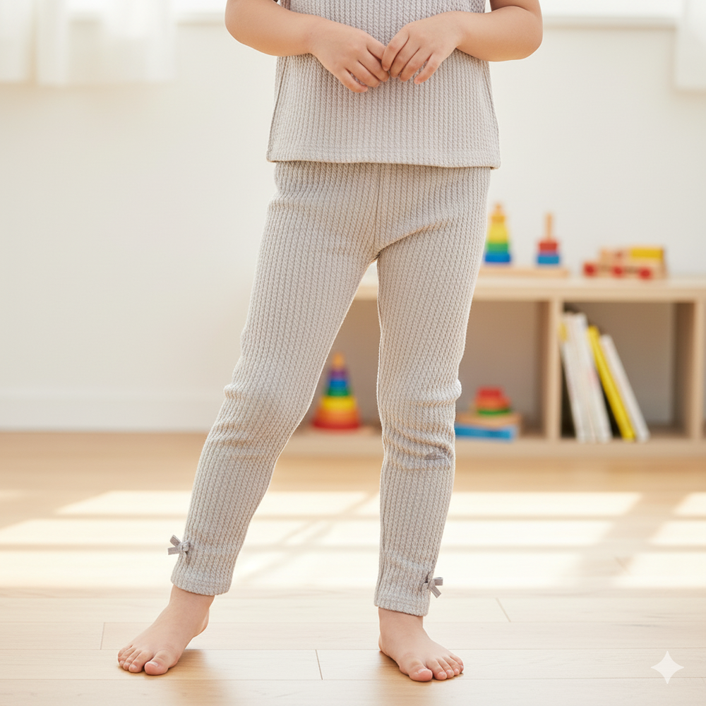 麻花針織合身褲-灰色