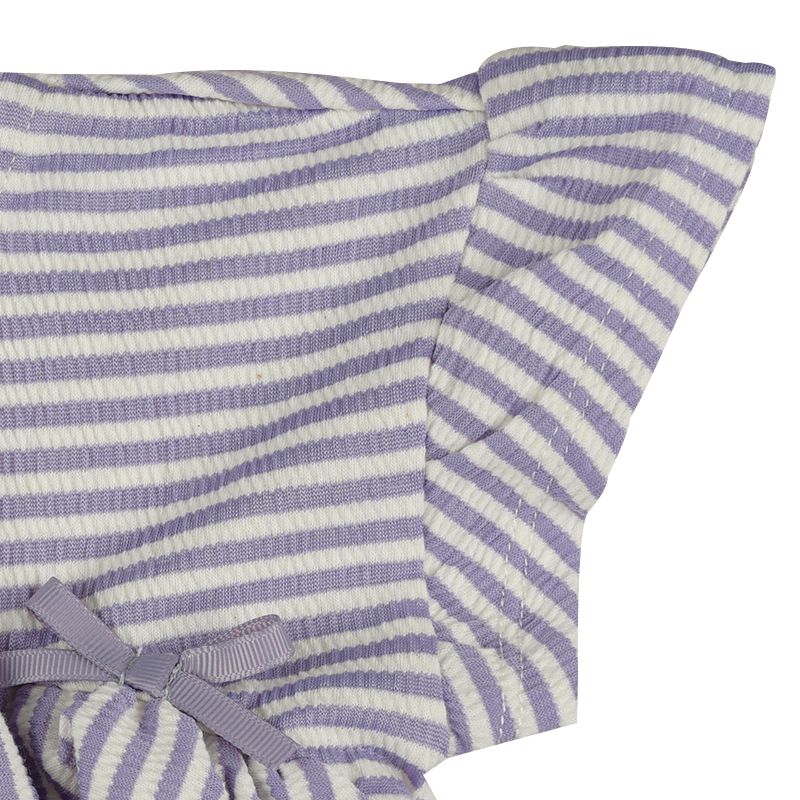 akachan honpo - 短袖洋裝 楊柳布-直條紋-藍色