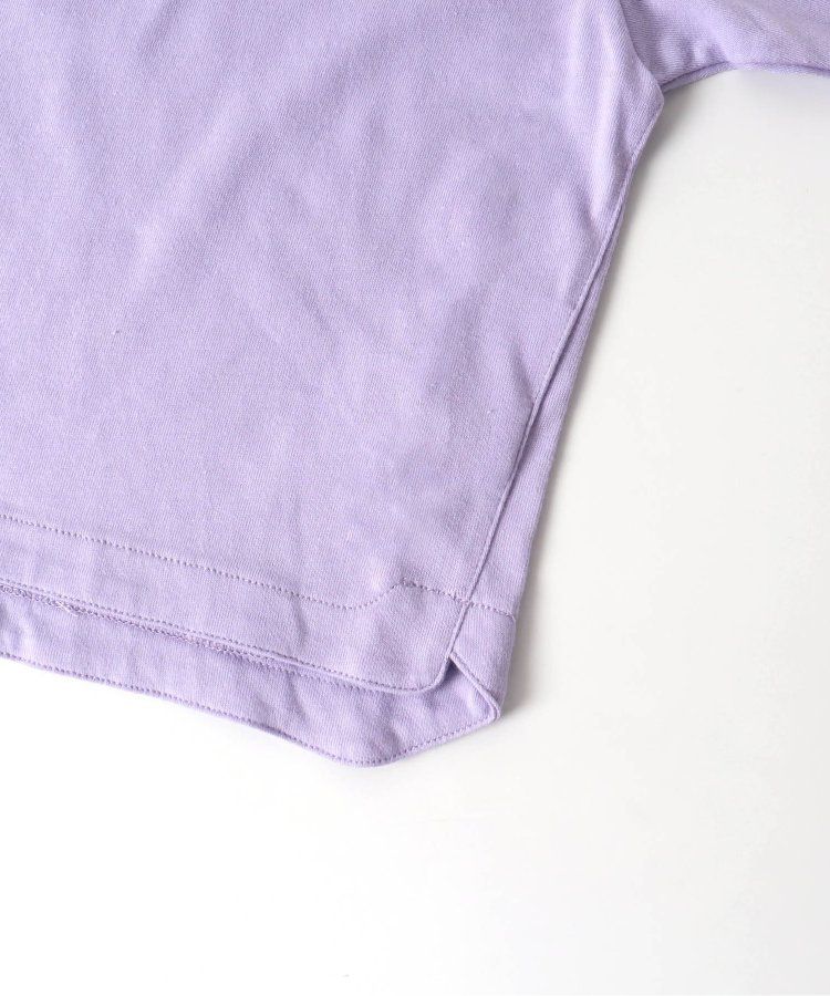 日本 BREEZE - 大片蕾絲雕花領長袖上衣-薰衣草