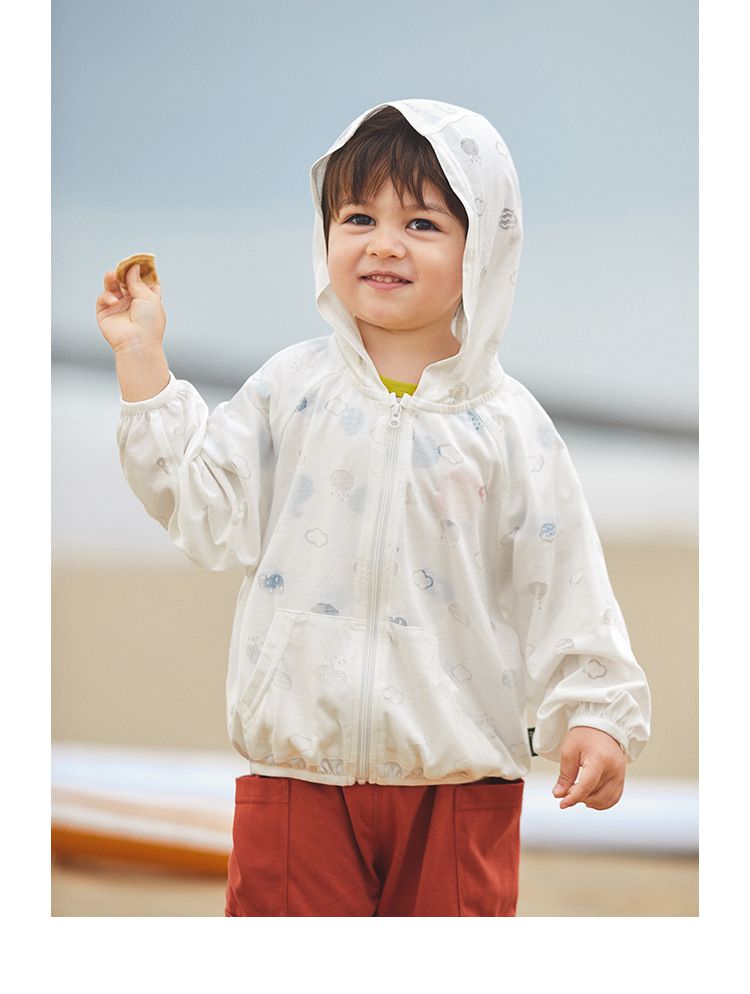 輕薄防風連帽外套-雲朵-粉色