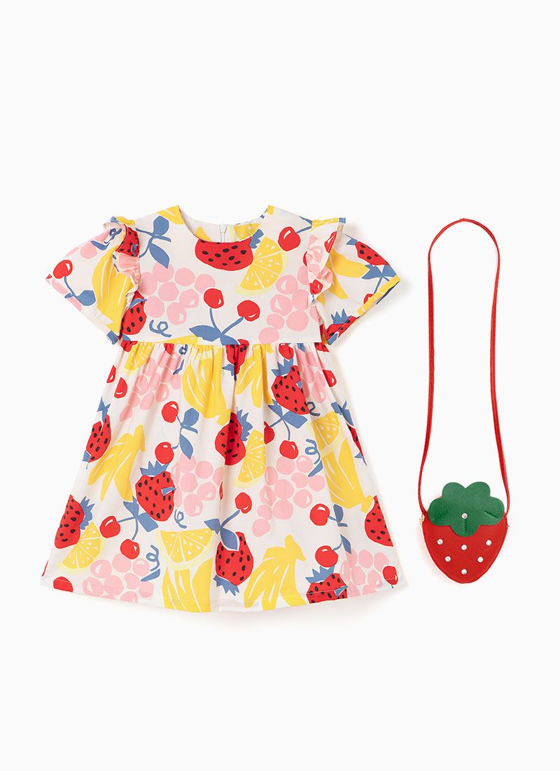 韓國 OZKIZ - (附包包)夏日水果樂園高腰洋裝