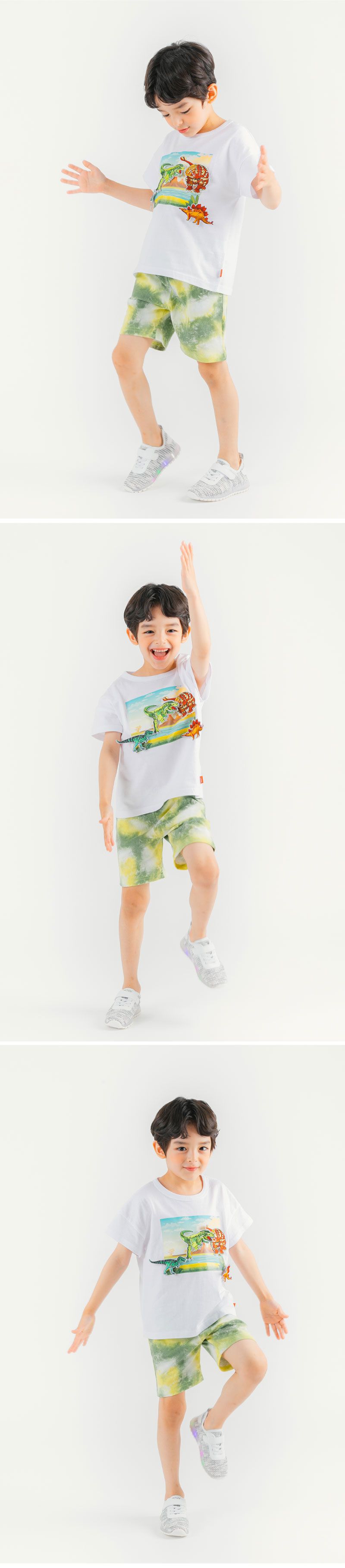 韓國 OZKIZ - 恐龍魔鬼氈探險短袖套裝