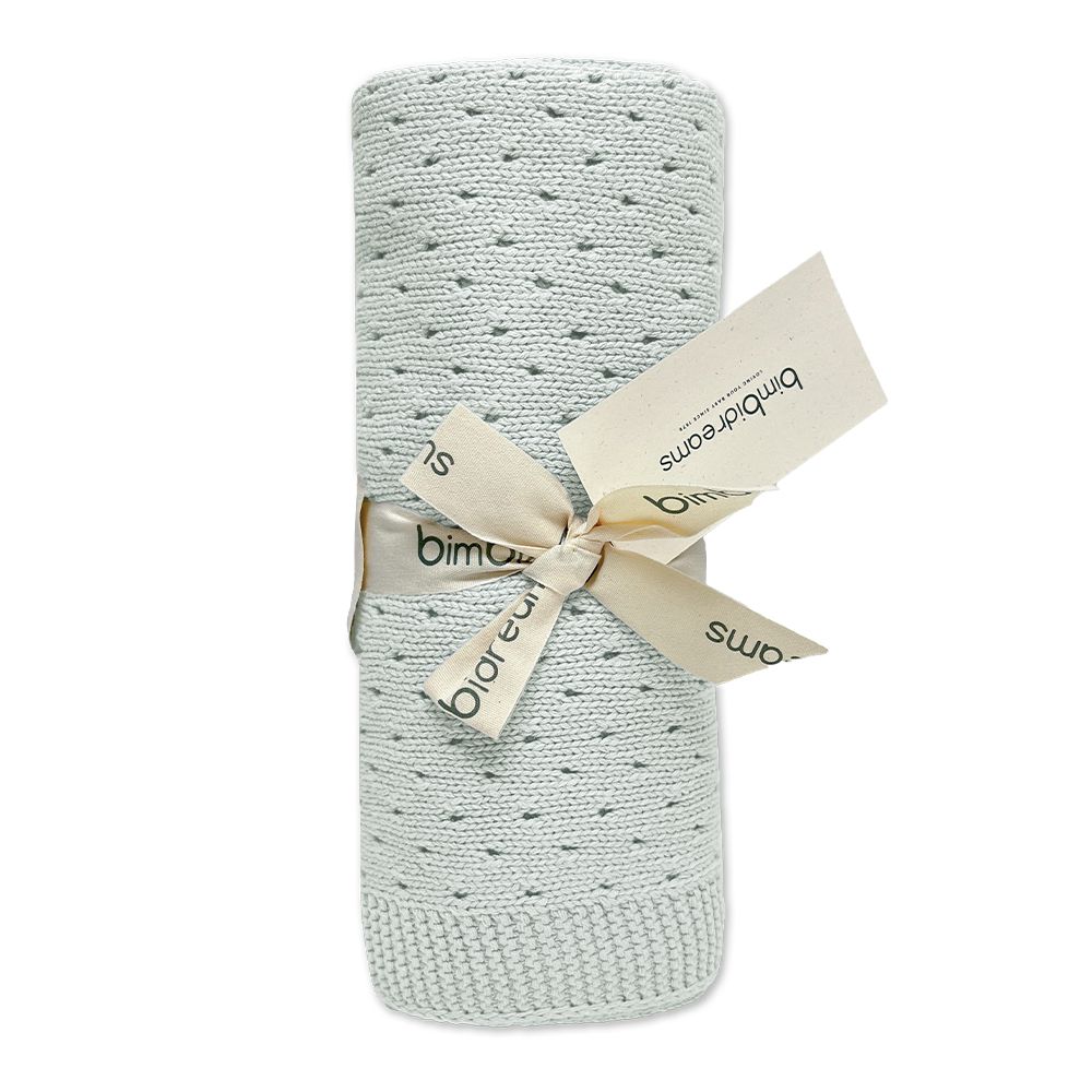 【bimbidreams】透氣純棉針織洞洞毯 75x90cm(寶寶毯 嬰兒毯 四季毯 冷氣毯 小被被 蓋被 寶寶被毯 外出毯)-橄欖綠