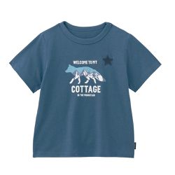 日本千趣會 - GITA 純棉印花短袖上衣-雪山的狼-復古藍