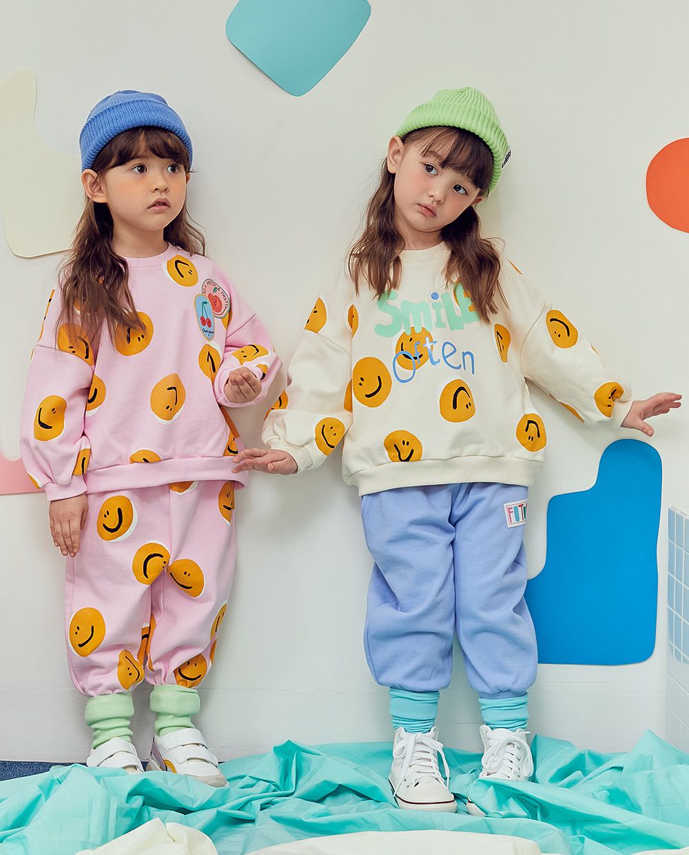 韓國 MINIATURE - 休閒縮口褲-藍