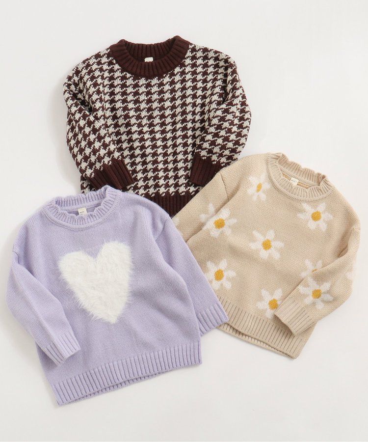 日本 apres les cours - 浪漫設計針織毛衣(可機洗)-小花-卡其