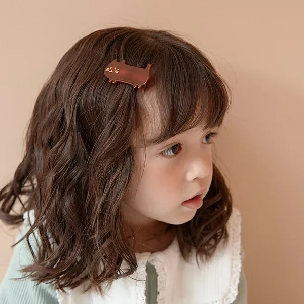 日本 Lycee mine - 大理石紋療癒貓咪髮夾-象牙白 (F)