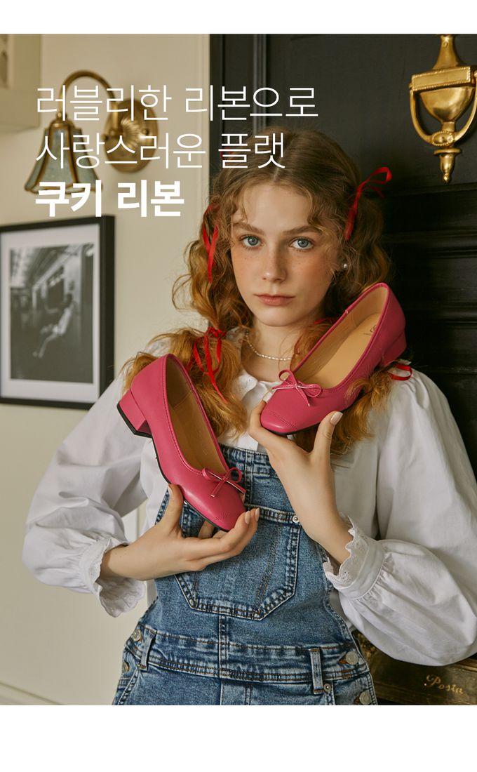 韓國 PINKELEPHANT - 可愛蝴蝶結方頭矮跟鞋(3cm)-淺紫