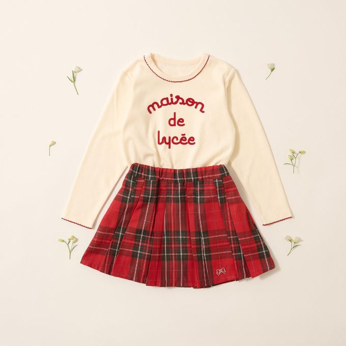 日本 Lycee mine - 100%棉 優雅法式植絨印花長袖上衣-黑