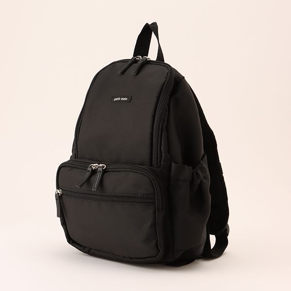 日本 petit main - 潑水加工硬挺帆布透氣背包-灰綠 (F)