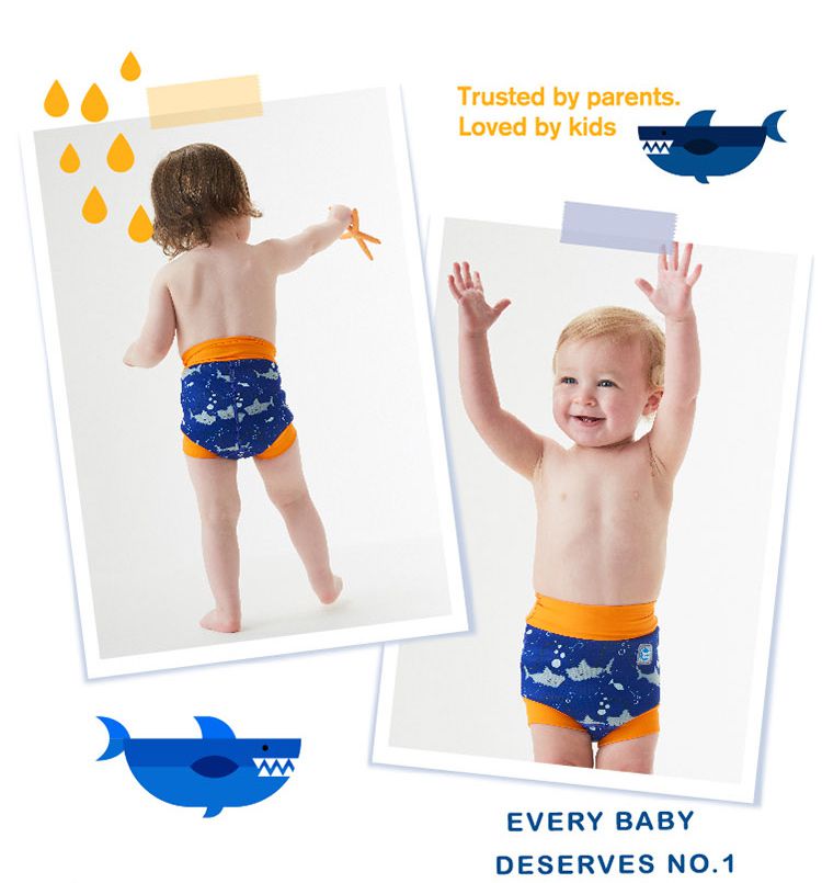 Splash About 潑寶 - 3D加強版 游泳尿布褲-亮橘鯊魚