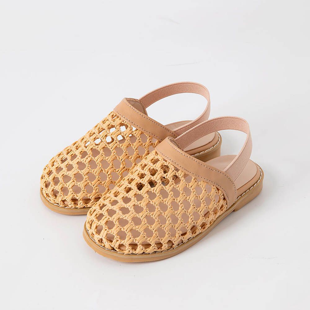 夏季編織鏤空包頭涼鞋-卡其