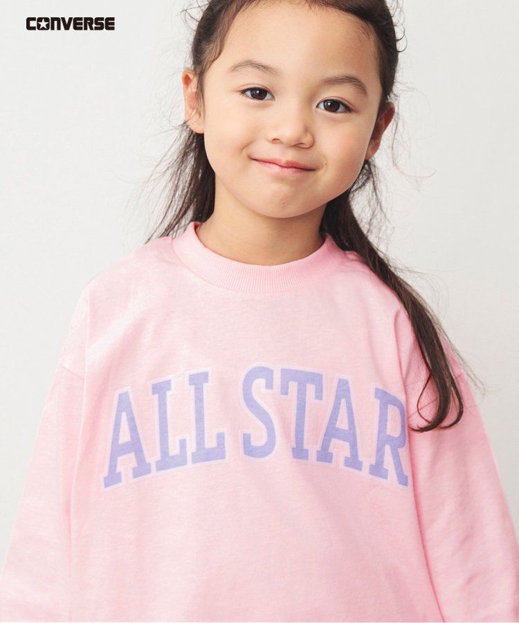 日本 BREEZE - CONVERSE聯名 印花長袖上衣-粉紅