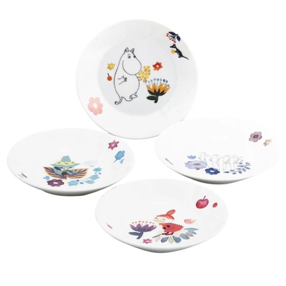 日本山加 yamaka - moomin嚕嚕米彩繪陶瓷淺盤禮盒4入組(MM2100-190)