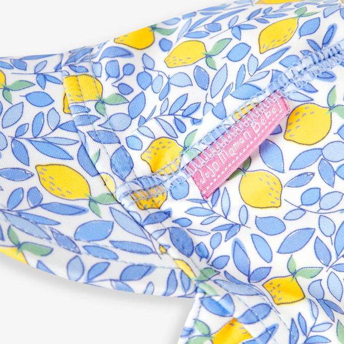 英國 JoJo Maman BeBe - 嬰幼兒/兒童泳裝戲水UPF50+防曬護頸遮陽帽-夏日檸檬