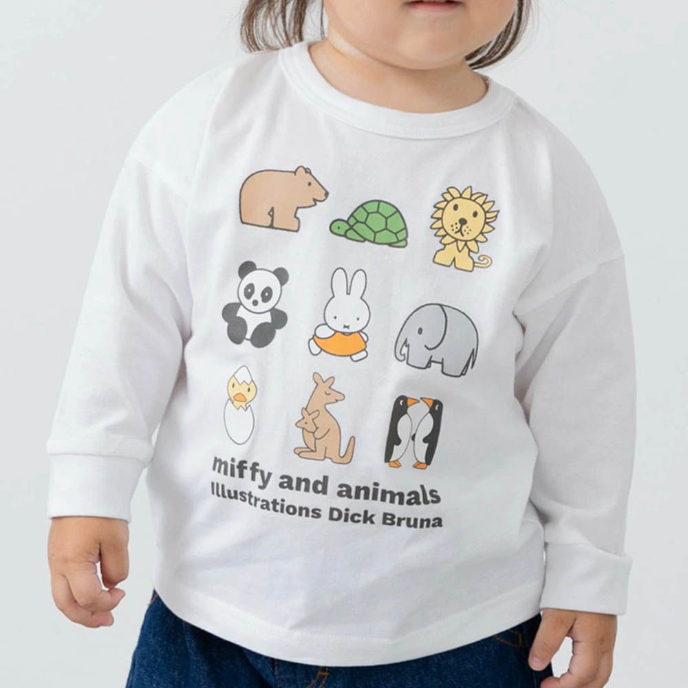 限定聯名 米飛兔印花長袖上衣-動物好朋友-白