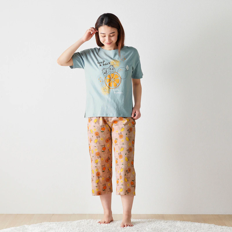 日本千趣會 - (媽媽) 迪士尼 純棉涼爽短袖家居服/睡衣-米奇衝浪-藍x灰藍