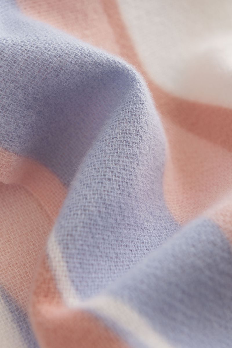 甜美風仿羊絨保暖圍巾-粉+藍 (180x50cm)