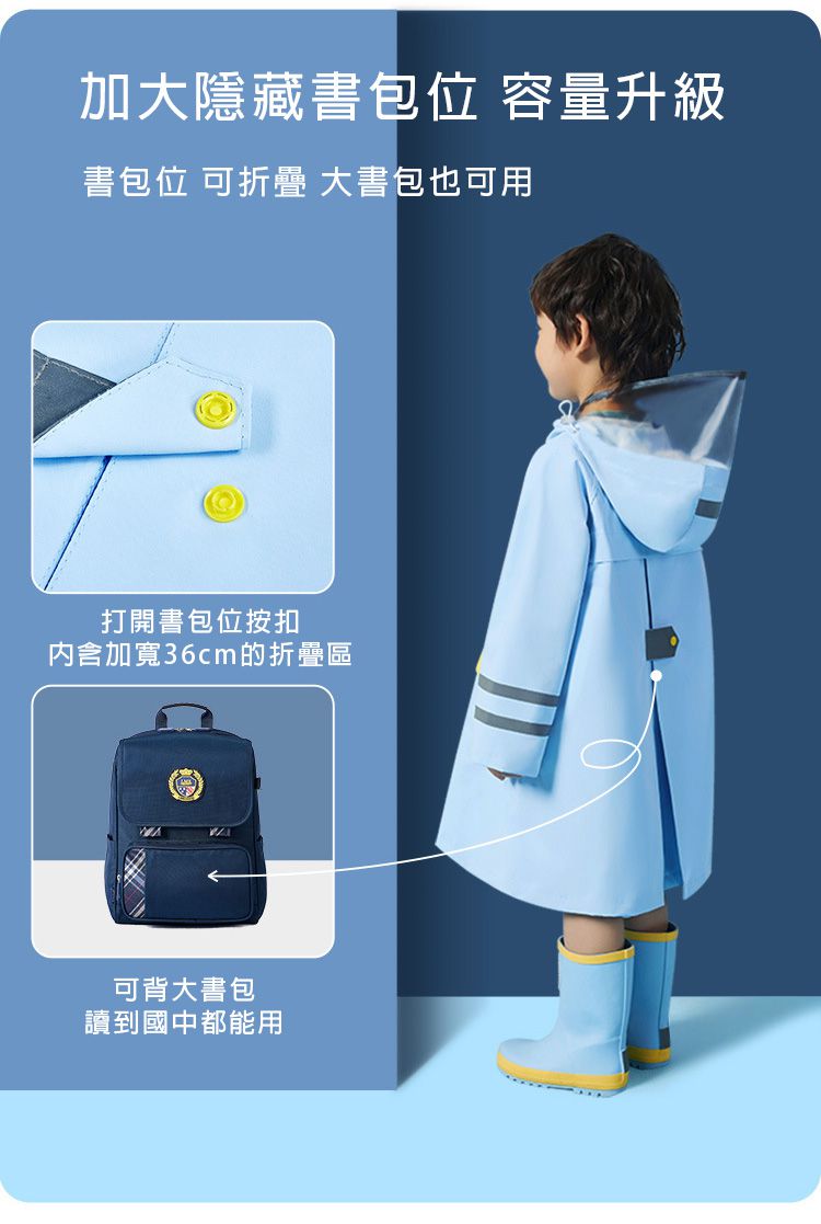 韓國Lemonkid - 簡約英倫風純色雨衣-天空藍