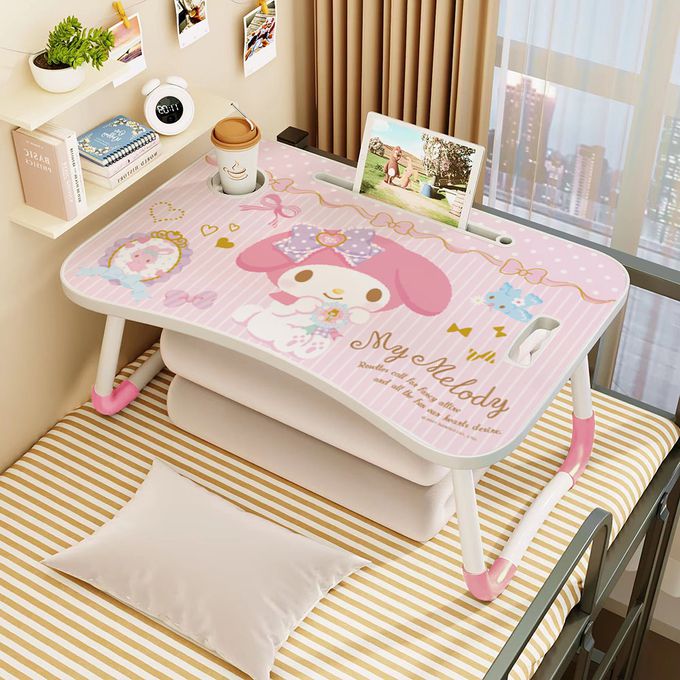 收納王妃 - 三麗鷗Sanrio【美樂蒂】摺疊床上桌 懶人桌 小桌子 附杯架 摺疊桌