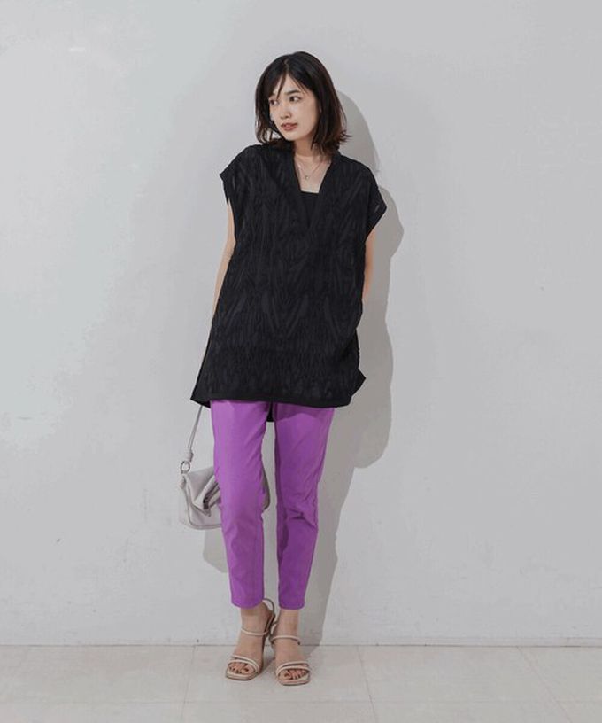 日本 Bab - 接觸冷感 UVcut定番美腳九分褲-葡萄紫