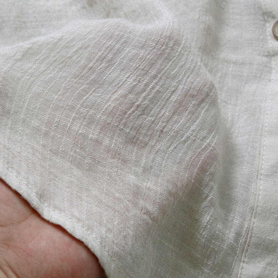 日本 Rejoule - 嫘縈混層次微透膚薄外套/襯衫-奶油杏