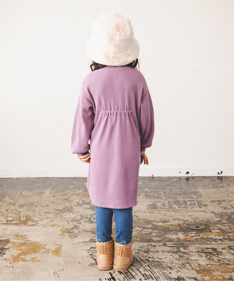 日本 apres les cours - 甜美華夫格長袖洋裝-緞帶裝飾-薄荷綠