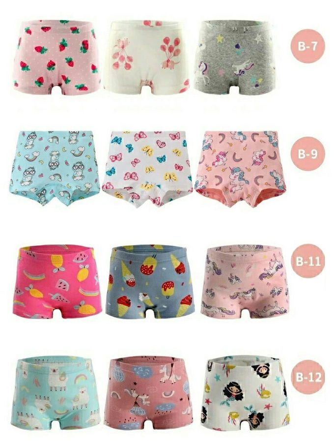 日本 Ho-ho kids - [樂天4冠王]純棉透氣女孩內褲(3入)-獨角獸/氣球/草莓-灰白粉