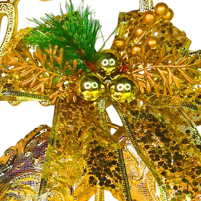 MODACore 摩達客 - 摩達客台製精緻12吋聖誕快樂英文字牌雙鐘吊飾-燦金系（歐美外銷人氣品）