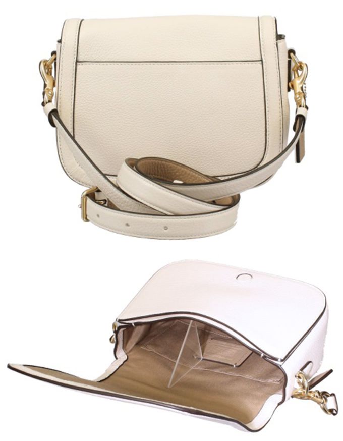 COACH - 馬車LOGO翻蓋斜背馬鞍包 (白)