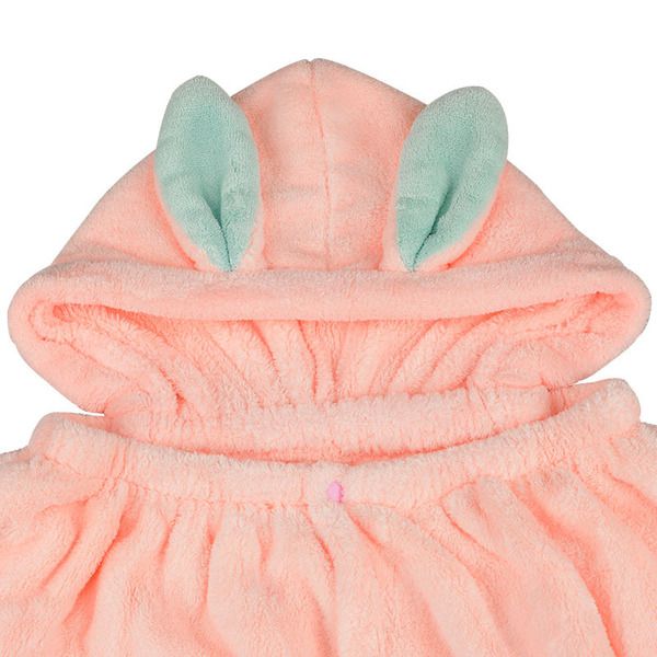 akachan honpo - 動物造型連帽吸水披巾-兔子-粉紅色 (衣長60cm)