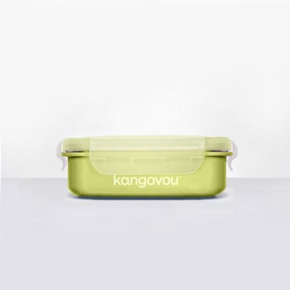 美國 Kangovou - 不鏽鋼安全兒童餐具-寶寶餐盒-青蘋綠 (15*11.5*4.5(長*寬*高))