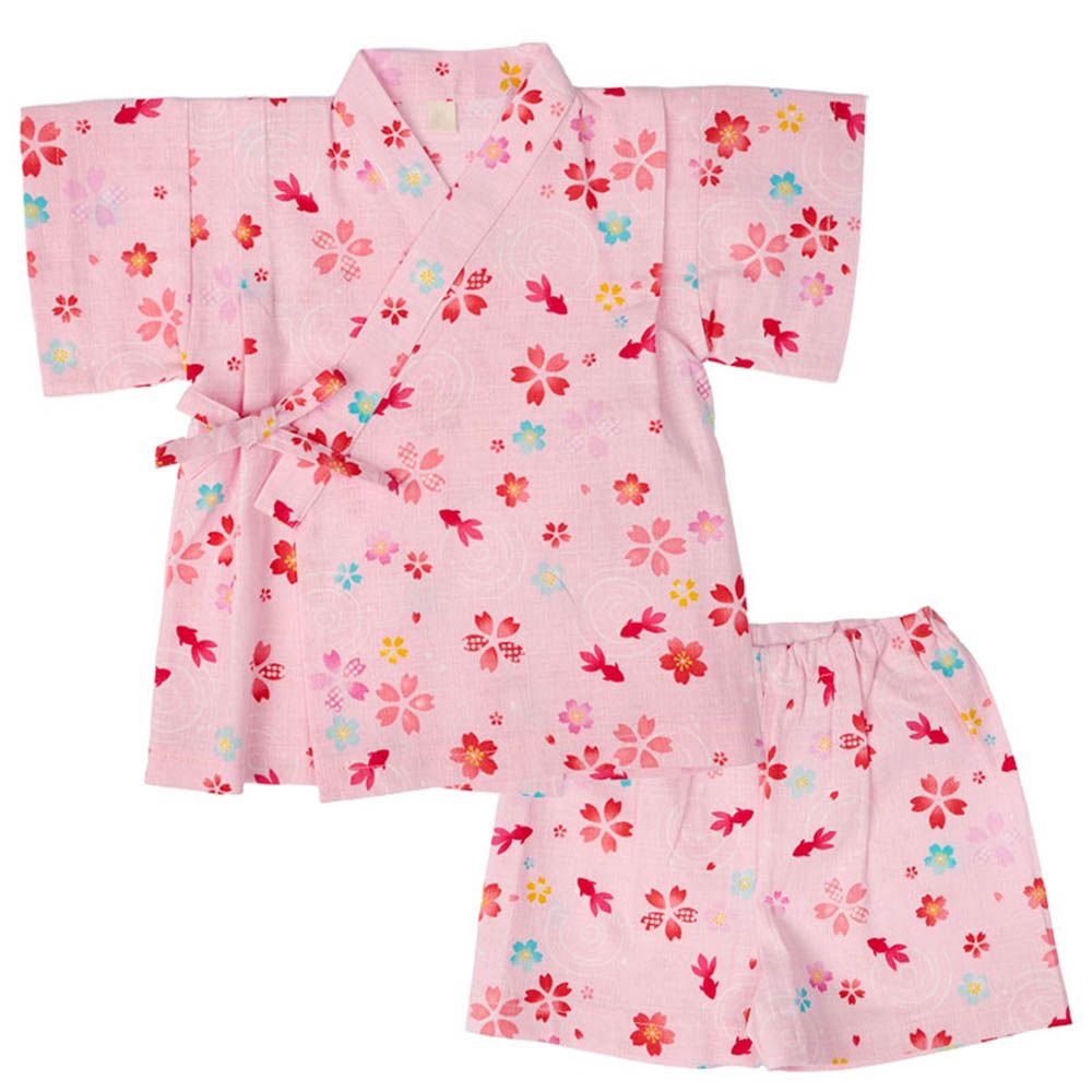 兩件式甚平-金魚-粉紅色-日本製