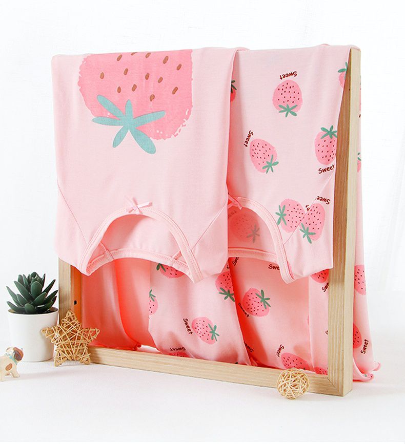 MAMDADKIDS - 短袖連身睡裙/家居服-滿版草莓-粉色