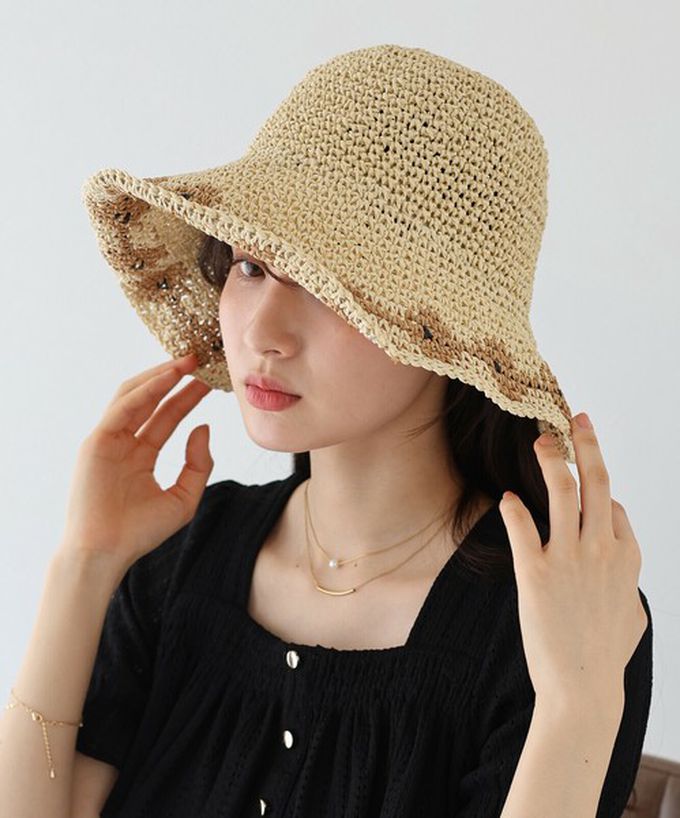 日本 BLUE EAST - 甜蜜花朵編織遮陽漁夫帽-棕