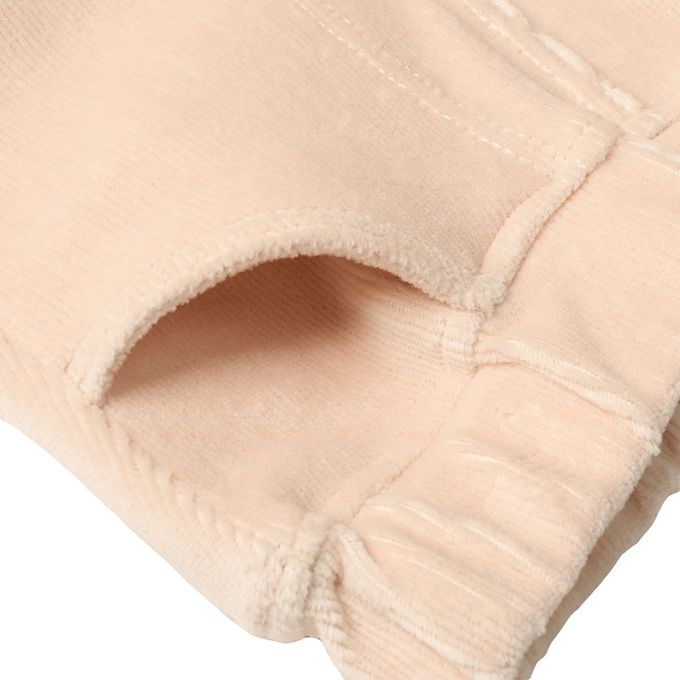 akachan honpo - 10分燈心絨褲-膝蓋圖案-淺卡其色