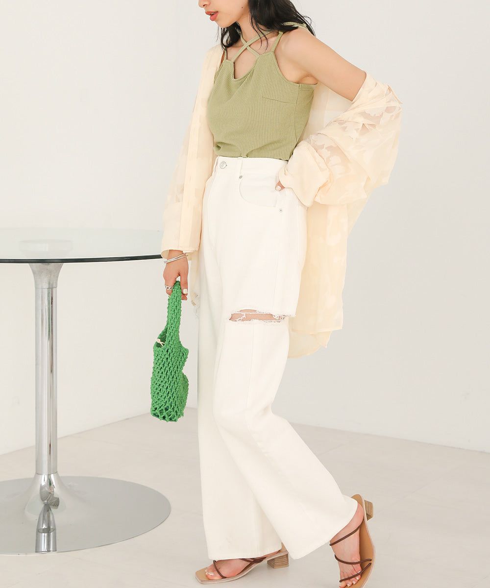 日本 Bab - 2WAY羅紋彈性內搭(附bra)-黑