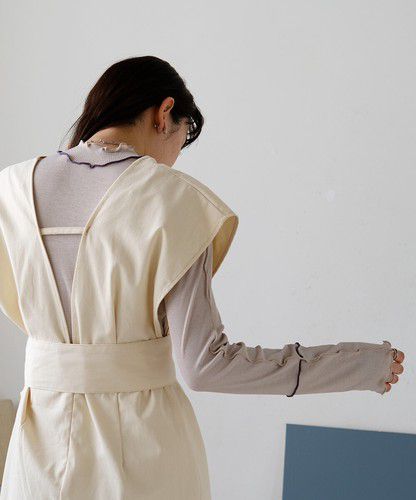 日本 Bou Jeloud - 木耳滾邊長袖上衣-淺灰