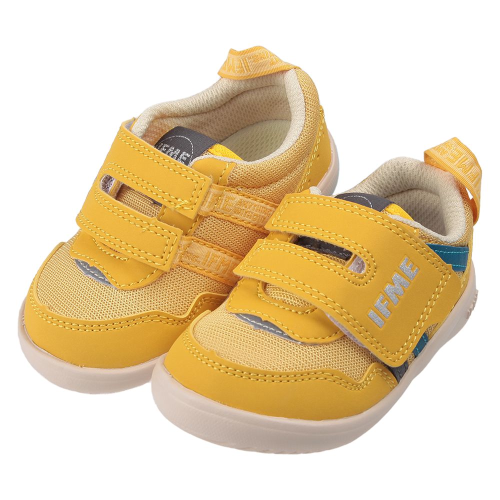 日本IFME - 復古黃色寶寶機能學步鞋-白色