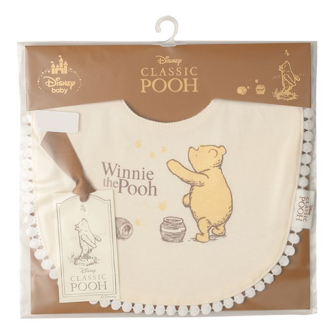 akachan honpo - 圍兜-復古小熊維尼-淺卡其色 (長29cmｘ寬24cm)