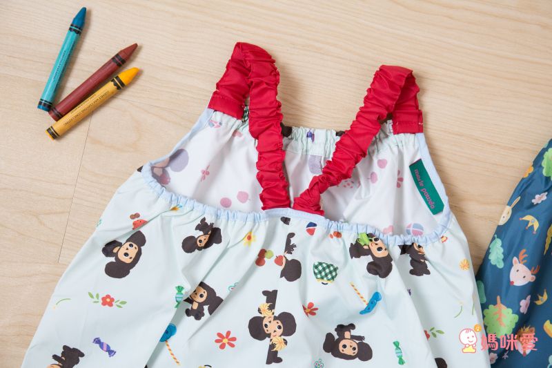 日本 akachan to issyo - 日本製防水玩沙衣/畫畫衣-交通工具-杏 (80-90㎝)-附收納袋