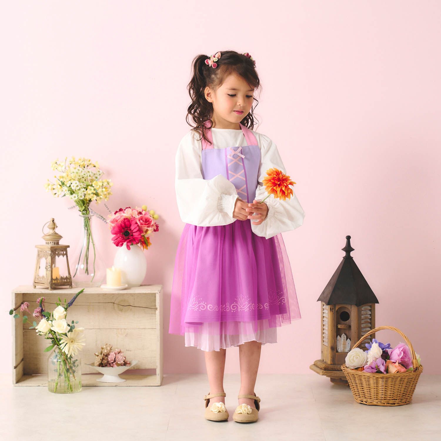 日本千趣會 - 公主圍裙式洋裝-卡通人物樂佩-粉紫