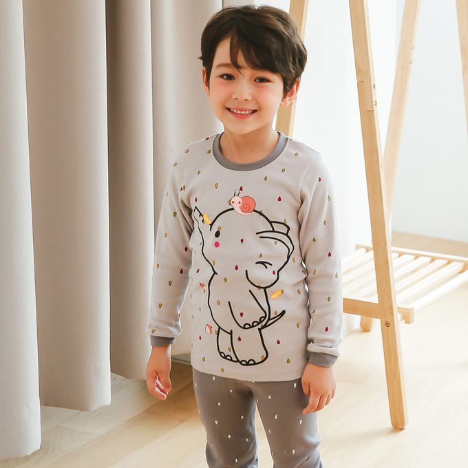 正韓 Puco - 超優質嬰幼兒/兒童長袖100% 有機純棉家居服/睡衣-大象寶寶