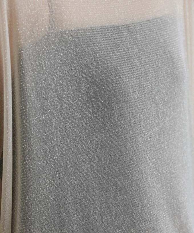 日本 Bab - 光澤閃耀透膚寬版長袖上衣-深灰